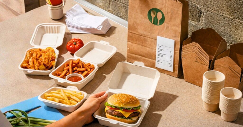 Eco friendly takeaway containers.